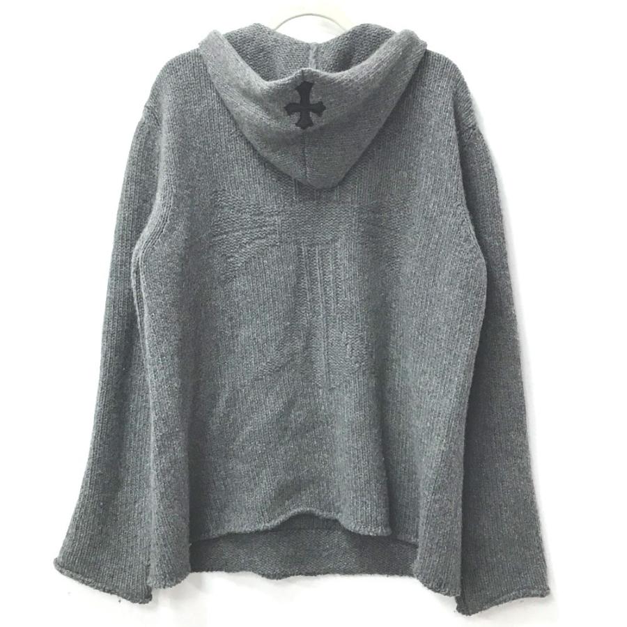 CHROME HEARTS クロムハーツ パーカー レザーパッチ 革タグ クロス アパレル 長袖  フード フーディー ニット グレー メンズ【中古】 |  | 01