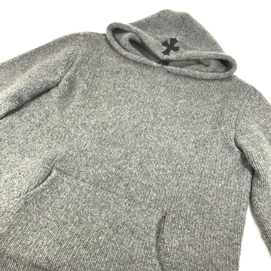 CHROME HEARTS クロムハーツ パーカー レザーパッチ 革タグ クロス アパレル 長袖  フード フーディー ニット グレー メンズ【中古】 |  | 02