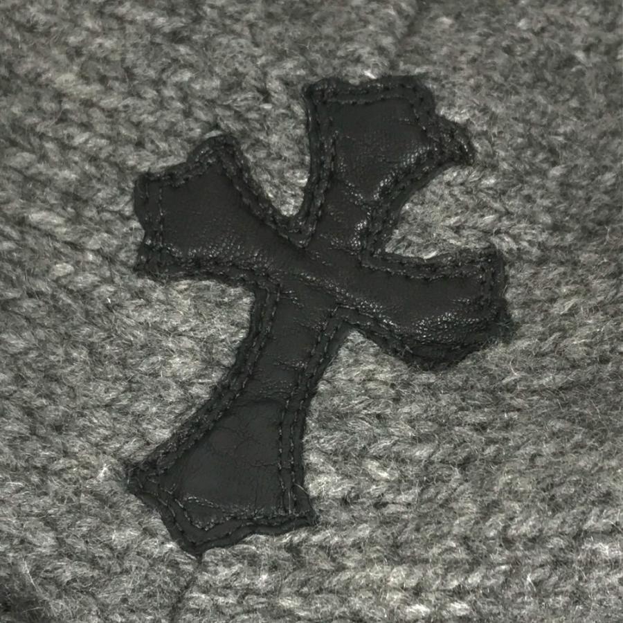 CHROME HEARTS クロムハーツ パーカー レザーパッチ 革タグ クロス アパレル 長袖  フード フーディー ニット グレー メンズ【中古】 |  | 05