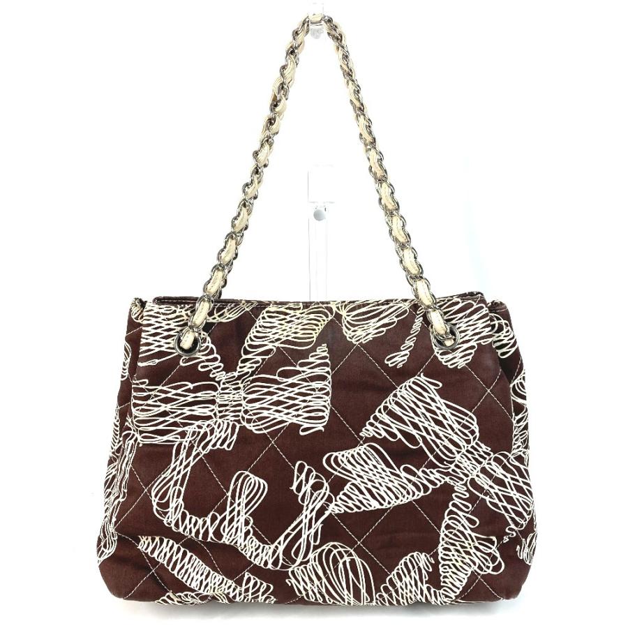 CHANEL シャネル CC ココマーク ロゴ キルティング トートバッグ 肩掛け Wチェーン ヴィンテージ ショルダーバッグ ブラウン【中古】 | CHANEL | 01