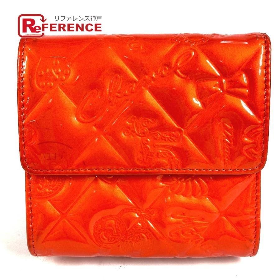 CHANEL シャネル アイコン 財布 コンパクトウォレット NO5 ロゴ リボン 3つ折り財布 レッド系 ユニセックス【中古】 | CHANEL