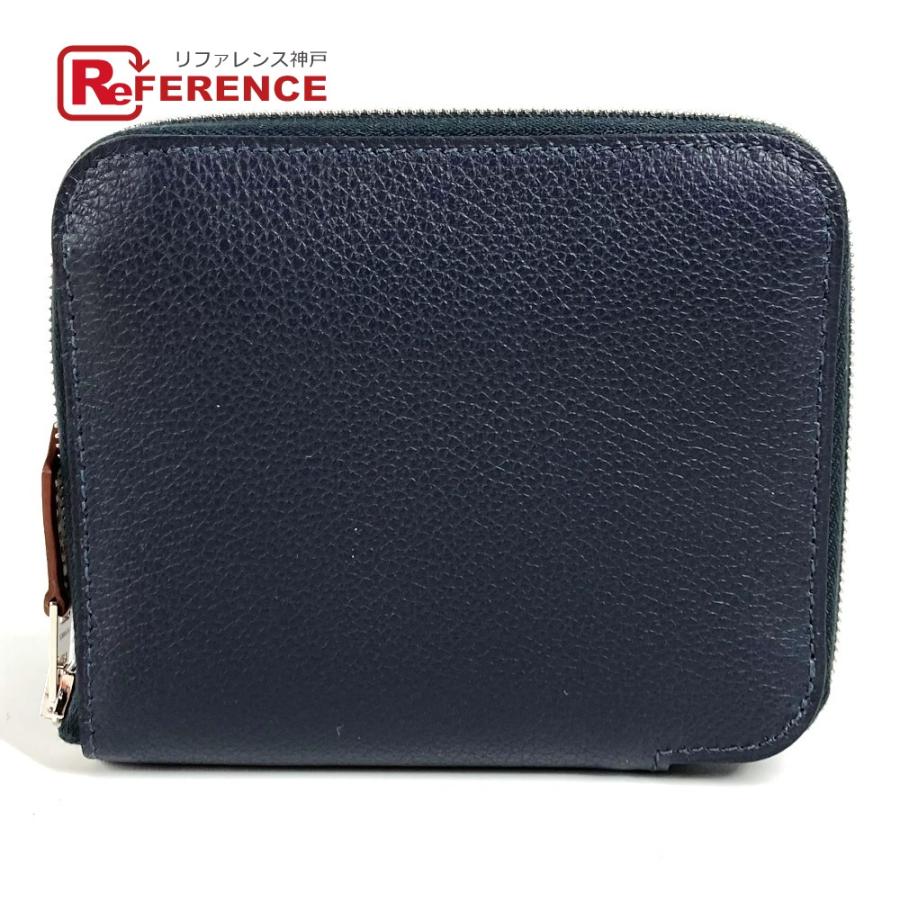 新品同様 HERMES エルメス アザップシルクインコンパクト カードケース コインケース 名刺入れ パスケース 2つ折り財布 ネイビー【中古】 | HERMES