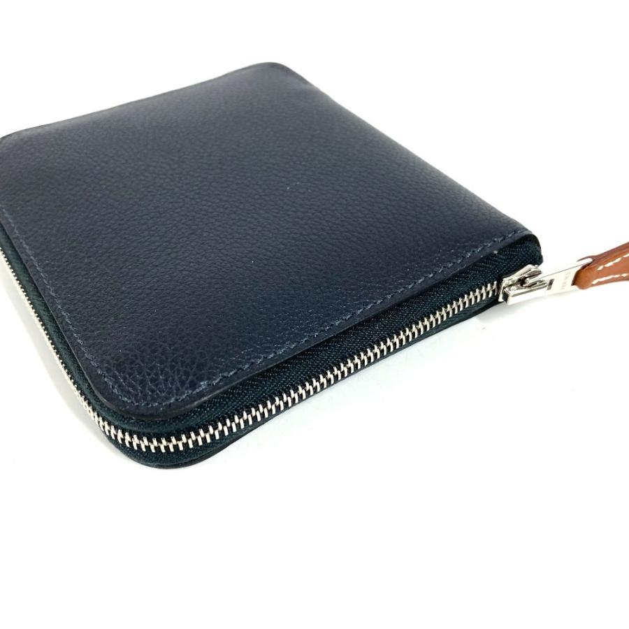 新品同様 HERMES エルメス アザップシルクインコンパクト カードケース コインケース 名刺入れ パスケース 2つ折り財布 ネイビー【中古】 | HERMES | 05