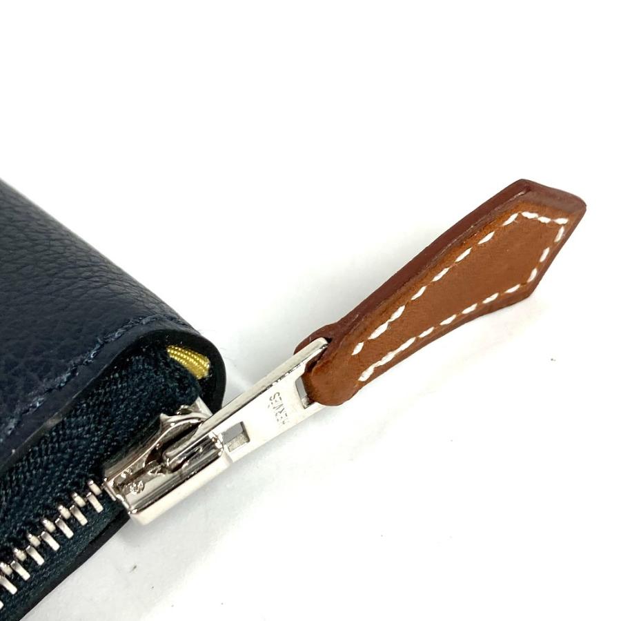 新品同様 HERMES エルメス アザップシルクインコンパクト カードケース コインケース 名刺入れ パスケース 2つ折り財布 ネイビー【中古】 | HERMES | 06