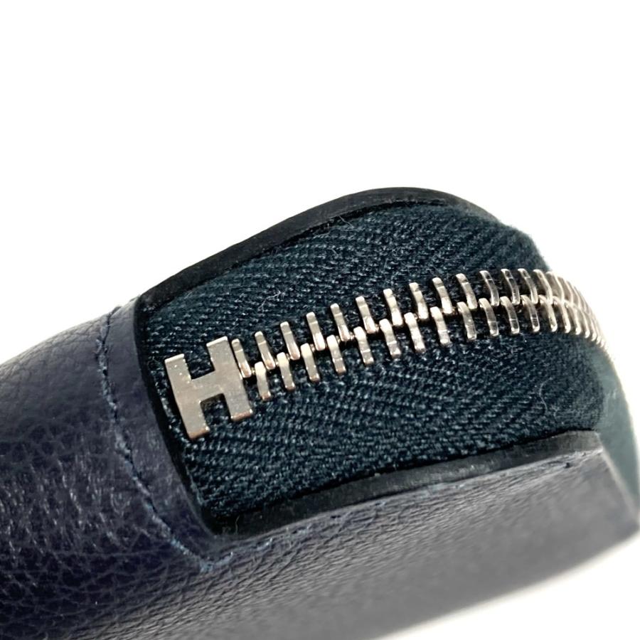新品同様 HERMES エルメス アザップシルクインコンパクト カードケース コインケース 名刺入れ パスケース 2つ折り財布 ネイビー【中古】 | HERMES | 08