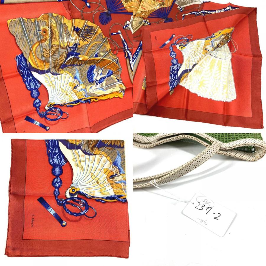美品 HERMES エルメス BRISE DE CHARME 魅惑のそよ風 カレ90 カレ 90 扇 和柄 扇子 スカーフ マルチカラー レディース【中古】 | HERMES | 09