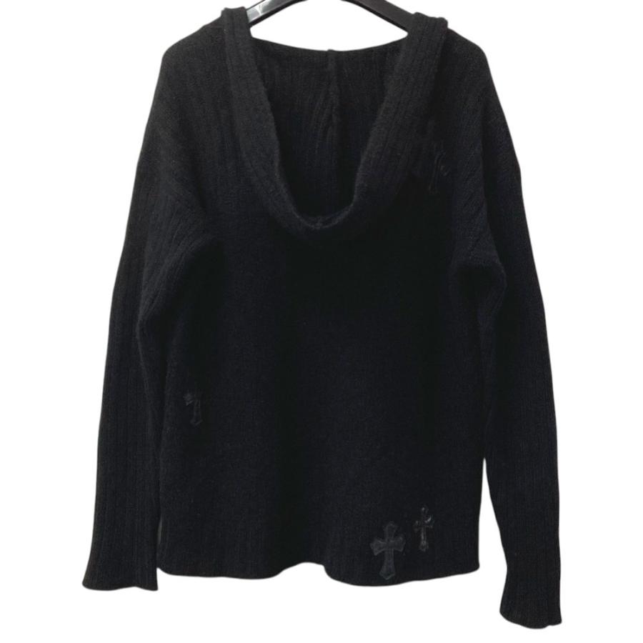 CHROME HEARTS クロムハーツ パーカー レザーパッチ 革タグ クロス アパレル 長袖  フード フーディー ニット ブラック メンズ【中古】 |  | 01