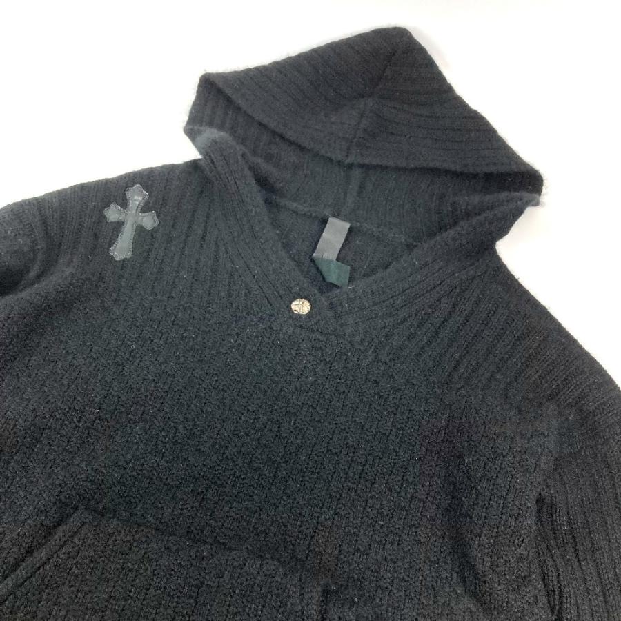 CHROME HEARTS クロムハーツ パーカー レザーパッチ 革タグ クロス アパレル 長袖  フード フーディー ニット ブラック メンズ【中古】 |  | 02