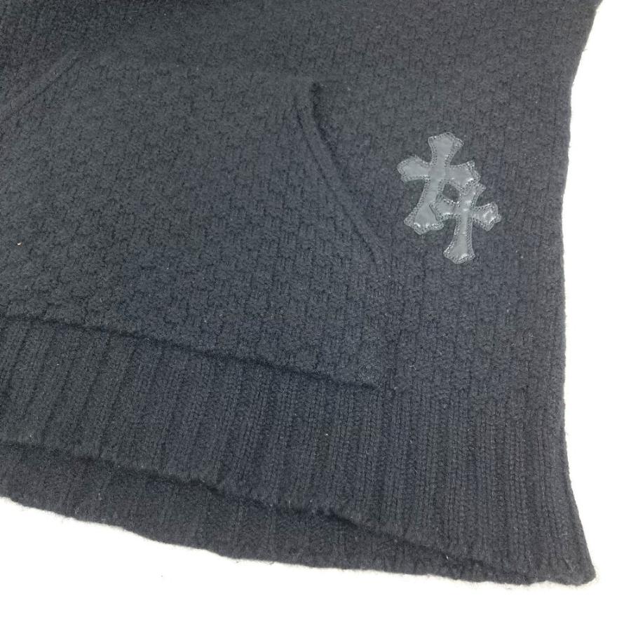 CHROME HEARTS クロムハーツ パーカー レザーパッチ 革タグ クロス アパレル 長袖  フード フーディー ニット ブラック メンズ【中古】 |  | 05
