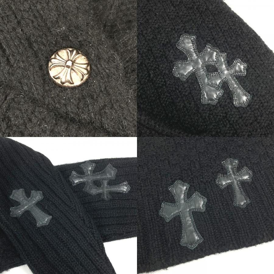 CHROME HEARTS クロムハーツ パーカー レザーパッチ 革タグ クロス アパレル 長袖  フード フーディー ニット ブラック メンズ【中古】 |  | 08