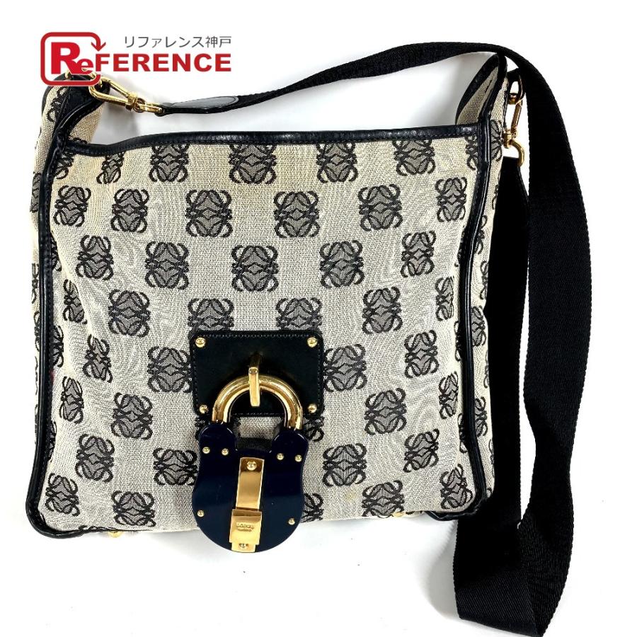 LOEWE ロエベ 南京錠 ロゴ カバン 斜め掛け  ヴィンテージ ショルダーバッグ ブラック ユニセックス【中古】 | LOEWE