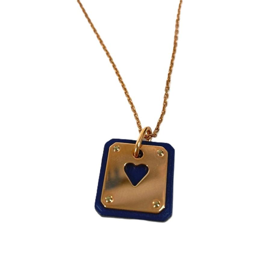 美品 HERMES エルメス アスドゥクール PM ペンダント アクセサリー ハート チェーン ネックレス ブラック レディース【中古】 | HERMES | 01