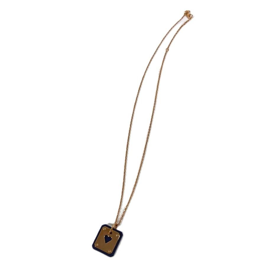 美品 HERMES エルメス アスドゥクール PM ペンダント アクセサリー ハート チェーン ネックレス ブラック レディース【中古】 | HERMES | 02