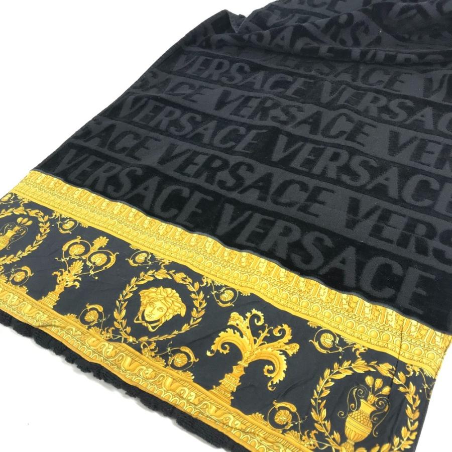 VERSACE ヴェルサーチ アイラブバロック 2枚セット ビーチタオル フェイスタオル ペア インテリア ひざかけ ブランケット ブラック【中古】 |  | 01