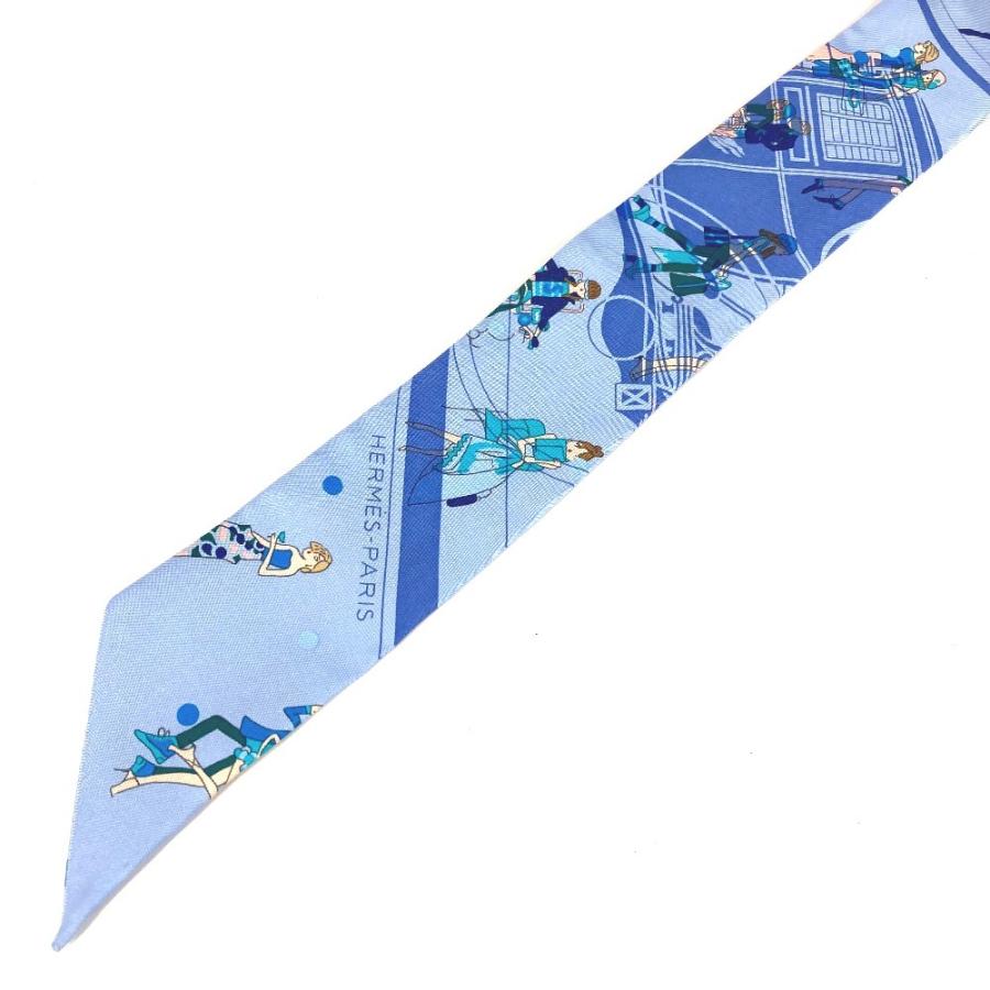 美品 HERMES エルメス ツイリー ツィリー バンドースカーフ アクセサリー スカーフ ライトブルー系 レディース【中古】 | HERMES | 01