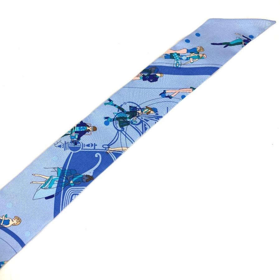 美品 HERMES エルメス ツイリー ツィリー バンドースカーフ アクセサリー スカーフ ライトブルー系 レディース【中古】 | HERMES | 03