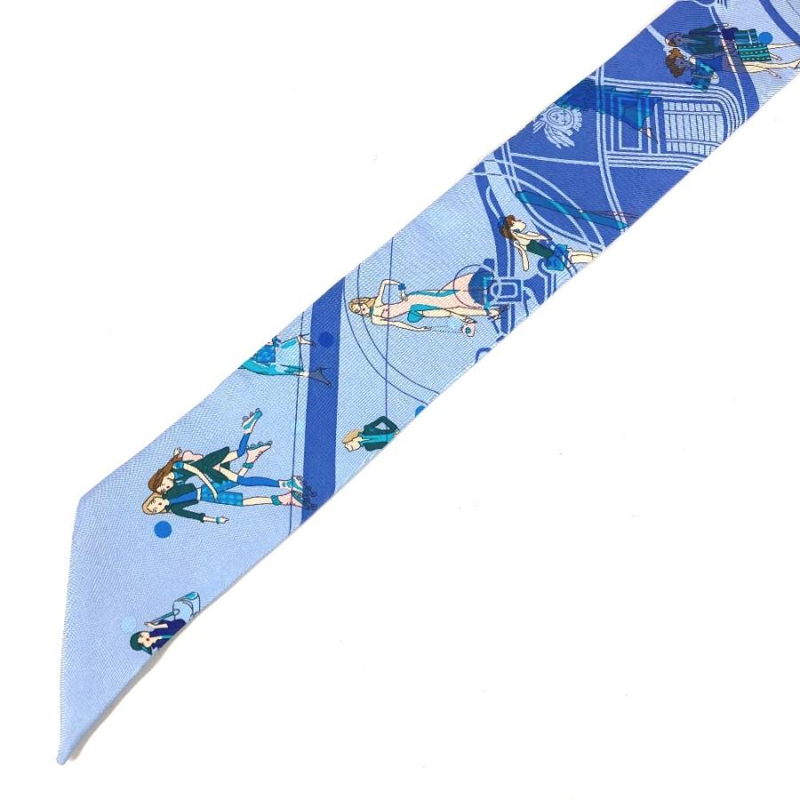 美品 HERMES エルメス ツイリー ツィリー バンドースカーフ アクセサリー スカーフ ライトブルー系 レディース【中古】 | HERMES | 04