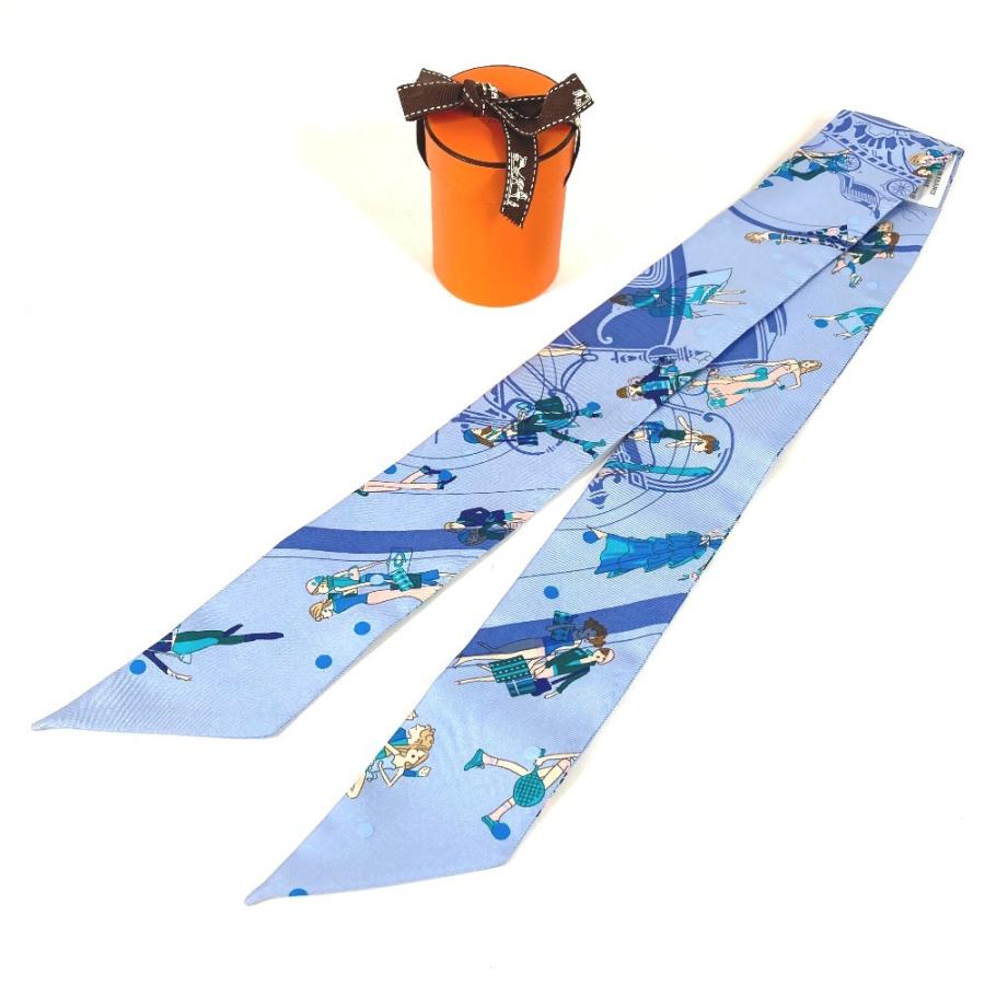 美品 HERMES エルメス ツイリー ツィリー バンドースカーフ アクセサリー スカーフ ライトブルー系 レディース【中古】 | HERMES | 09