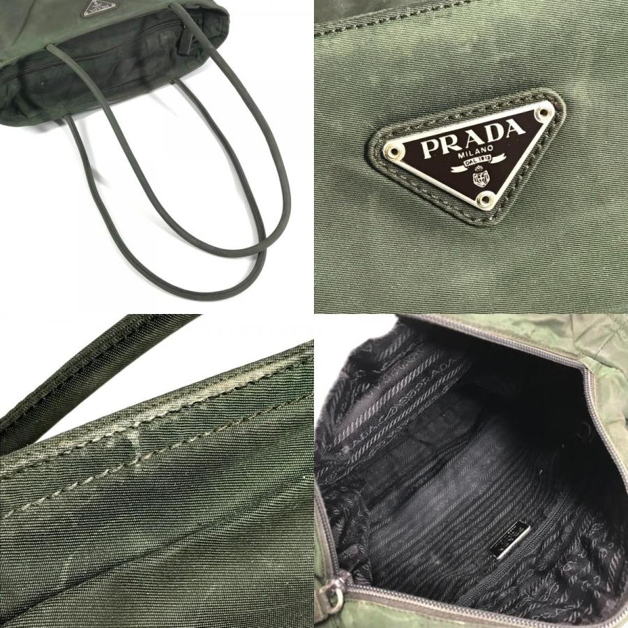 PRADA プラダ トライアングルロゴ 三角ロゴ プレート 肩掛け カバン トートバッグ ショルダーバッグ カーキ ユニセックス【中古】 | PRADA | 08