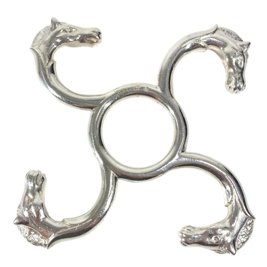 HERMES エルメス シュバル 馬 コースター 鍋敷き インテリア  ホースヘッド オブジェ シルバー ユニセックス【中古】 | HERMES | 01