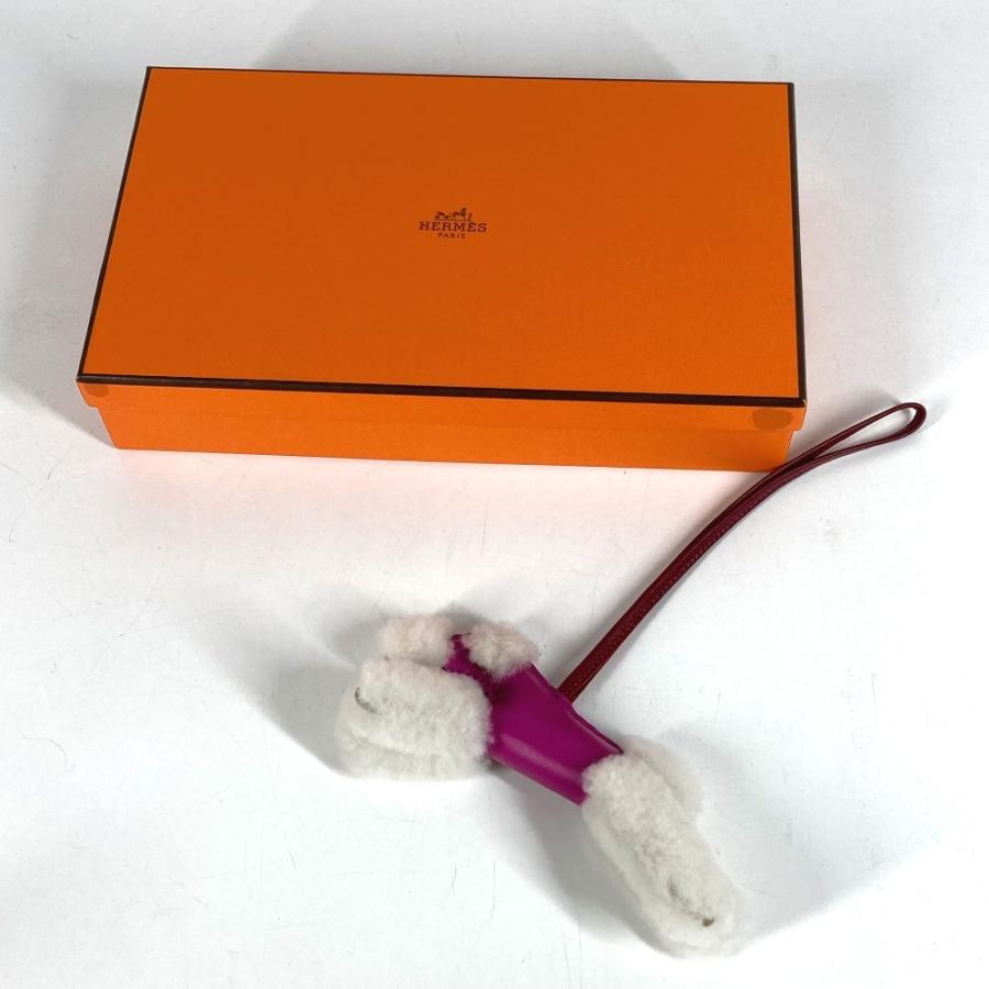 未使用 HERMES エルメス バディ バッグチャーム カバン バッグアクセサリー キーホルダー テリア 犬 ドッグ バッグチャーム ピンク【中古】 | HERMES | 07