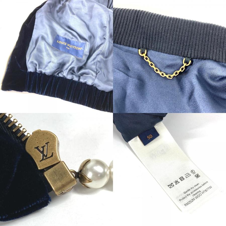 美品 LOUIS VUITTON ルイヴィトン ダミエ ロゴ ベロア ジップアップ フェイクパール  アウター 2025年 ジャケット ネイビー メンズ【中古】 | LOUIS VUITTON | 08