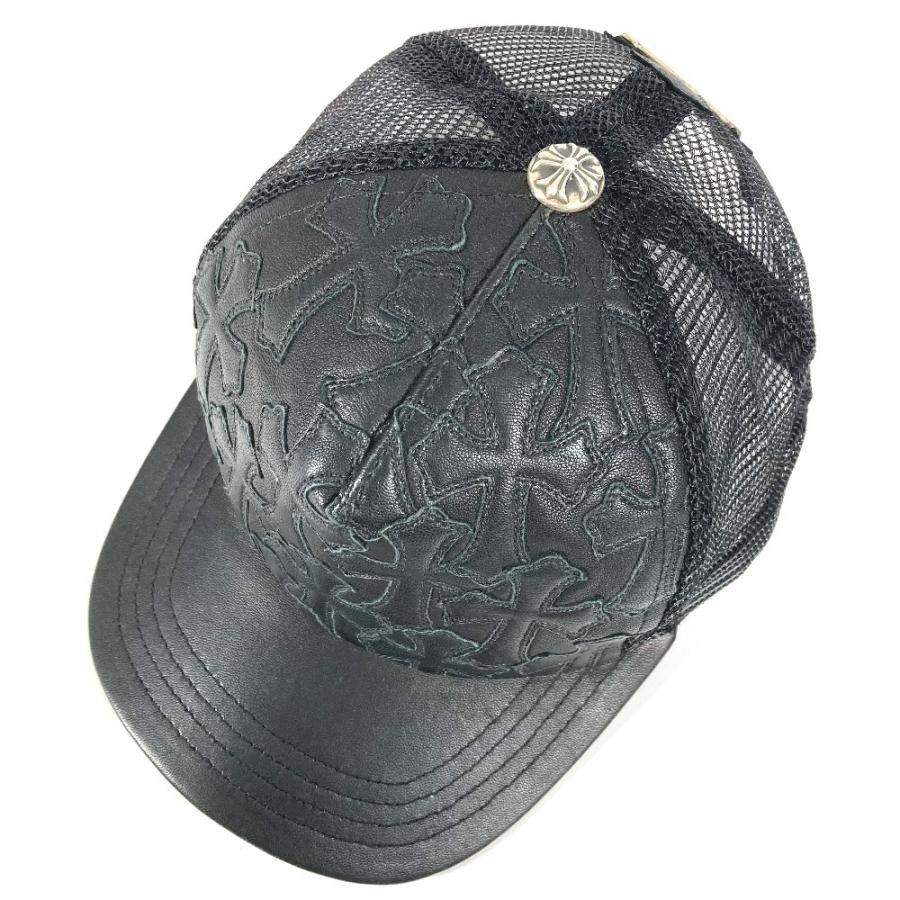 美品 CHROME HEARTS クロムハーツ セメタリークロス レザーパッチ 革 帽子 キャップ帽 ベースボール キャップ ブラック【中古】 |  | 03