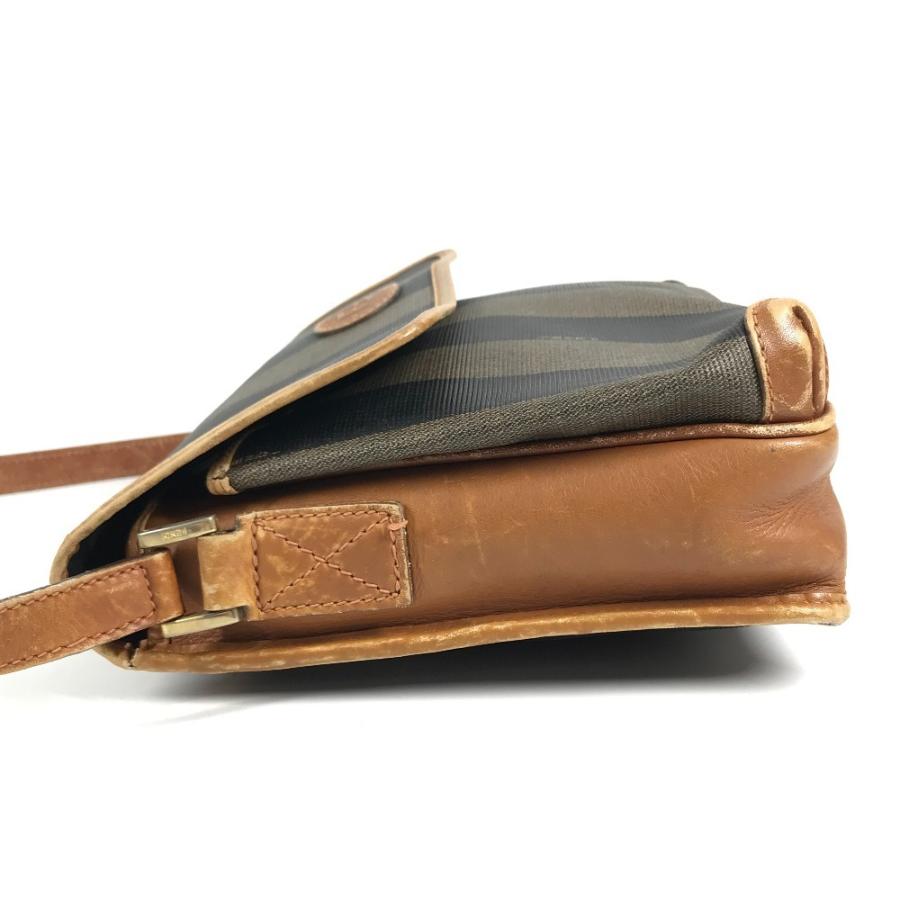 FENDI フェンディ ロゴ ペカン ポシェット 斜め掛け カバン バック フラップ ヴィンテージ ショルダーバッグ カーキ ユニセックス【中古】 | FENDI | 02
