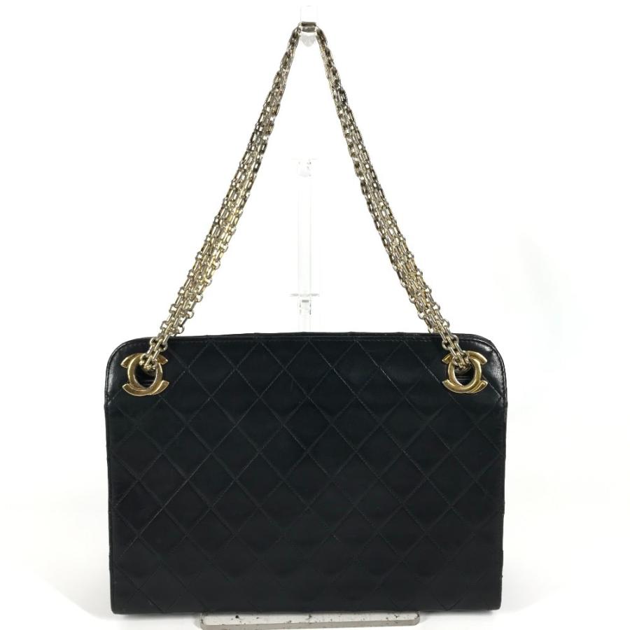 CHANEL シャネル がま口 マトラッセ キルティング 肩掛け Wチェーン チェーンバッグ ヴィンテージ ショルダーバッグ ブラック【中古】 | CHANEL | 01