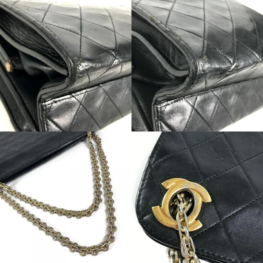 CHANEL シャネル がま口 マトラッセ キルティング 肩掛け Wチェーン チェーンバッグ ヴィンテージ ショルダーバッグ ブラック【中古】 | CHANEL | 07