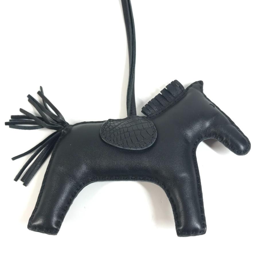 美品 HERMES エルメス ロデオ GM タッチ バッグチャーム キーホルダー  クロコダイル 馬 シュバル ソーブラック オールブラック【中古】 | HERMES | 03