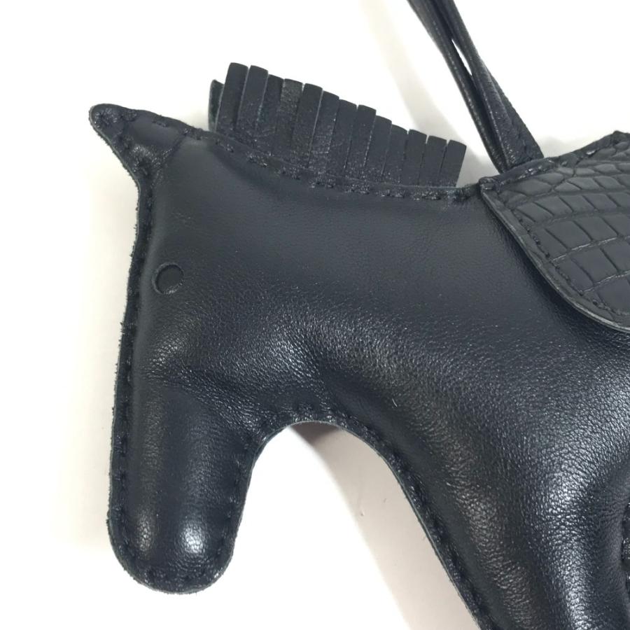 美品 HERMES エルメス ロデオ GM タッチ バッグチャーム キーホルダー  クロコダイル 馬 シュバル ソーブラック オールブラック【中古】 | HERMES | 06