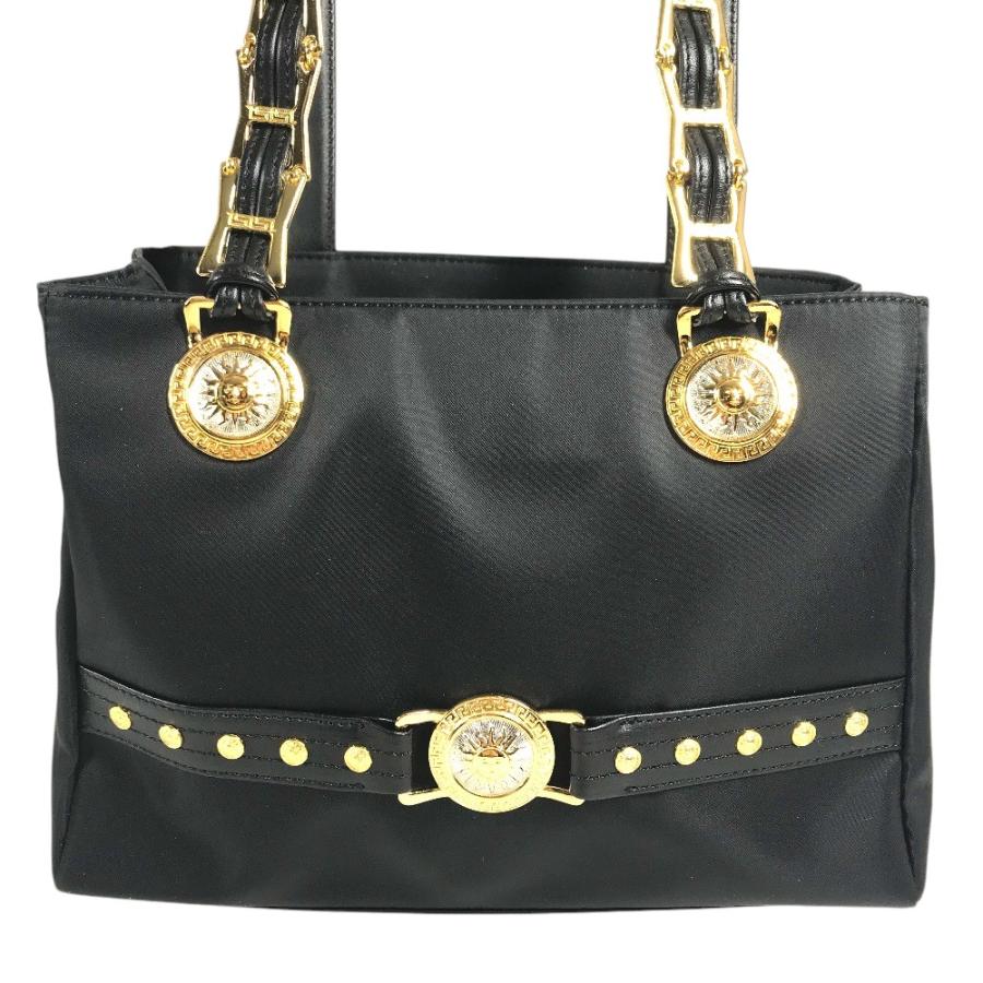 VERSACE ヴェルサーチメデューサ サンバーストトートバッグ チェーン 肩掛け ロゴ カバン ショルダーバッグ ブラック ユニセックス【中古】 |  | 04