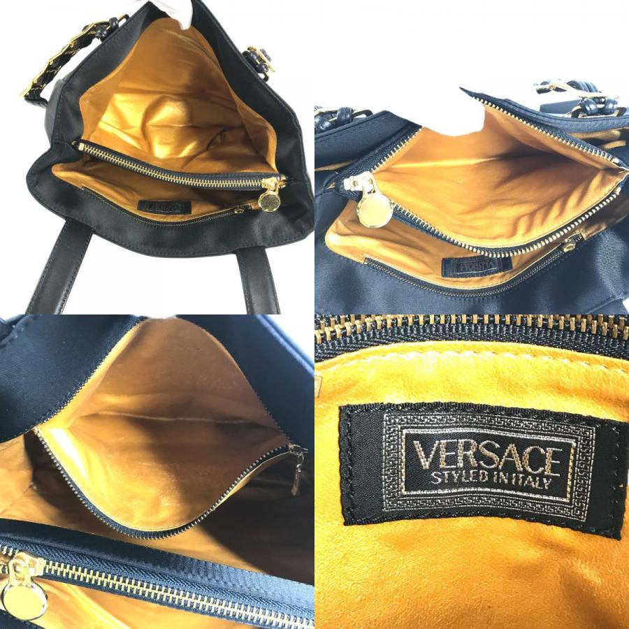 VERSACE ヴェルサーチメデューサ サンバーストトートバッグ チェーン 肩掛け ロゴ カバン ショルダーバッグ ブラック ユニセックス【中古】 |  | 08