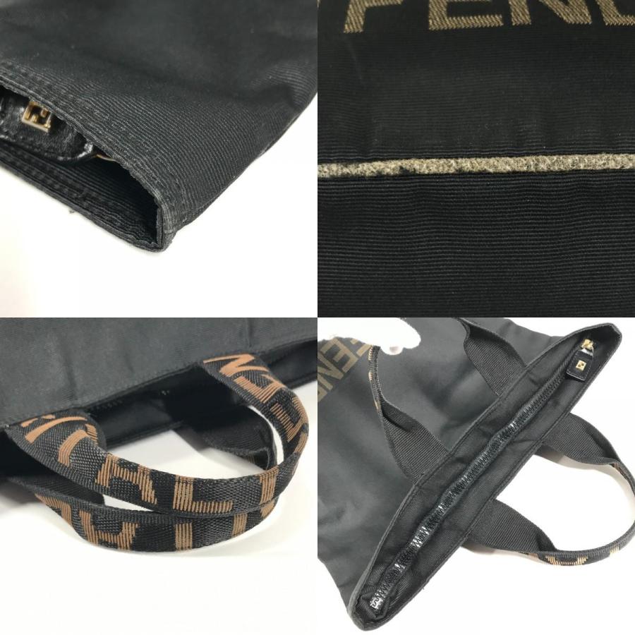 FENDI フェンディ ロゴ 肩掛け トートバッグ カバン 縦型トート ヴィンテージ ハンドバッグ ブラック ユニセックス【中古】 | FENDI | 08