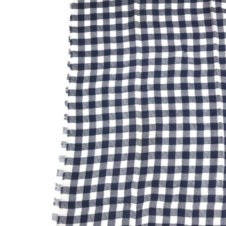 LOUIS VUITTON ルイヴィトン ダミエ チェック ロゴ ショール フリンジ マフラー ストール ブルー ユニセックス【中古】 | LOUIS VUITTON | 07