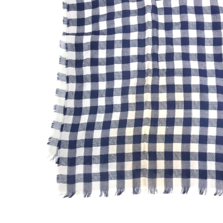 LOUIS VUITTON ルイヴィトン ダミエ チェック ロゴ ショール フリンジ マフラー ストール ブルー ユニセックス【中古】 | LOUIS VUITTON | 08