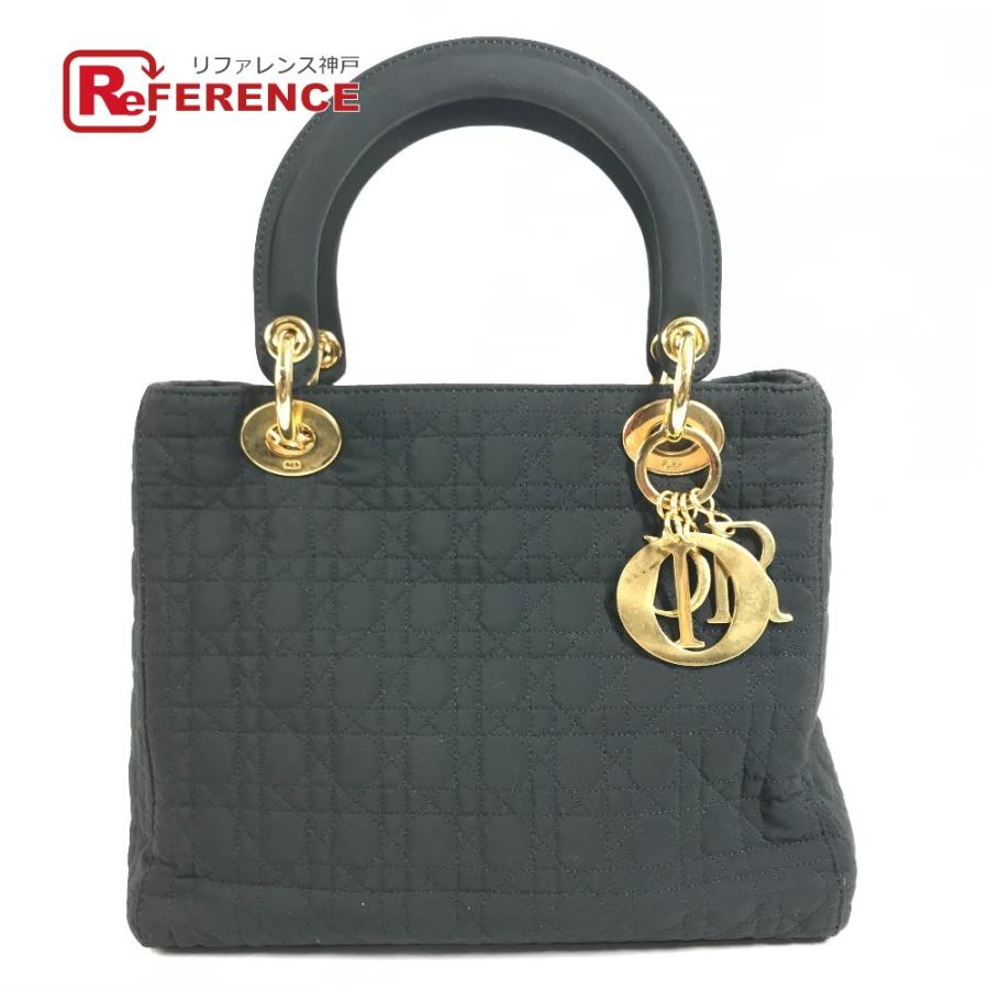 Dior ディオール カナージュ レディディオール lady dior ハンドバック バック カバン トートバッグ ハンドバッグ ブラック 【中古】 | 