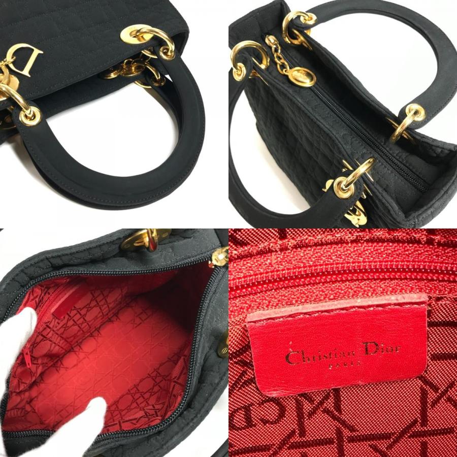 Dior ディオール カナージュ レディディオール lady dior ハンドバック バック カバン トートバッグ ハンドバッグ ブラック 【中古】 |  | 08