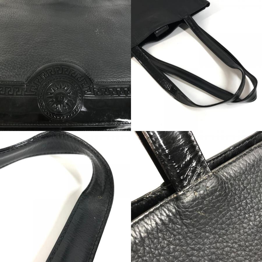 VERSACE ヴェルサーチ サンバースト ロゴ カバン トートバッグ 肩掛け ヴィンテージ ショルダーバッグ ブラック ユニセックス【中古】 |  | 07
