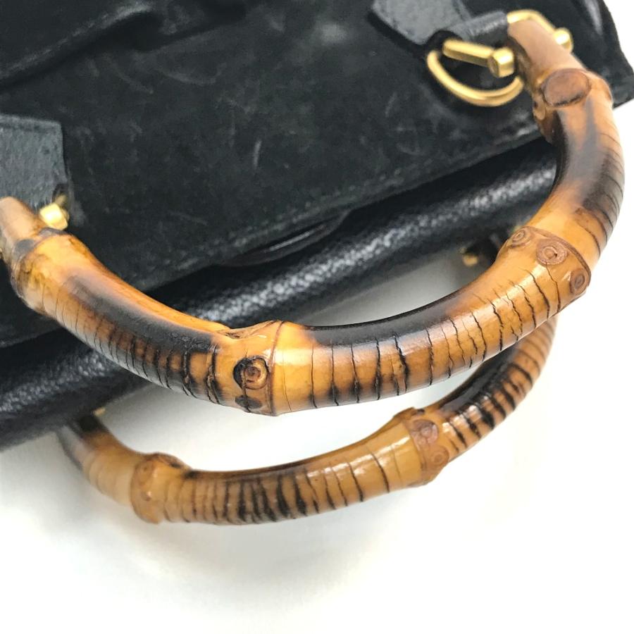正規品　GUCCI グッチ　バンブー　スエードショルダー グッチ黒 スエード ショルダーバッグ ゴールド金具