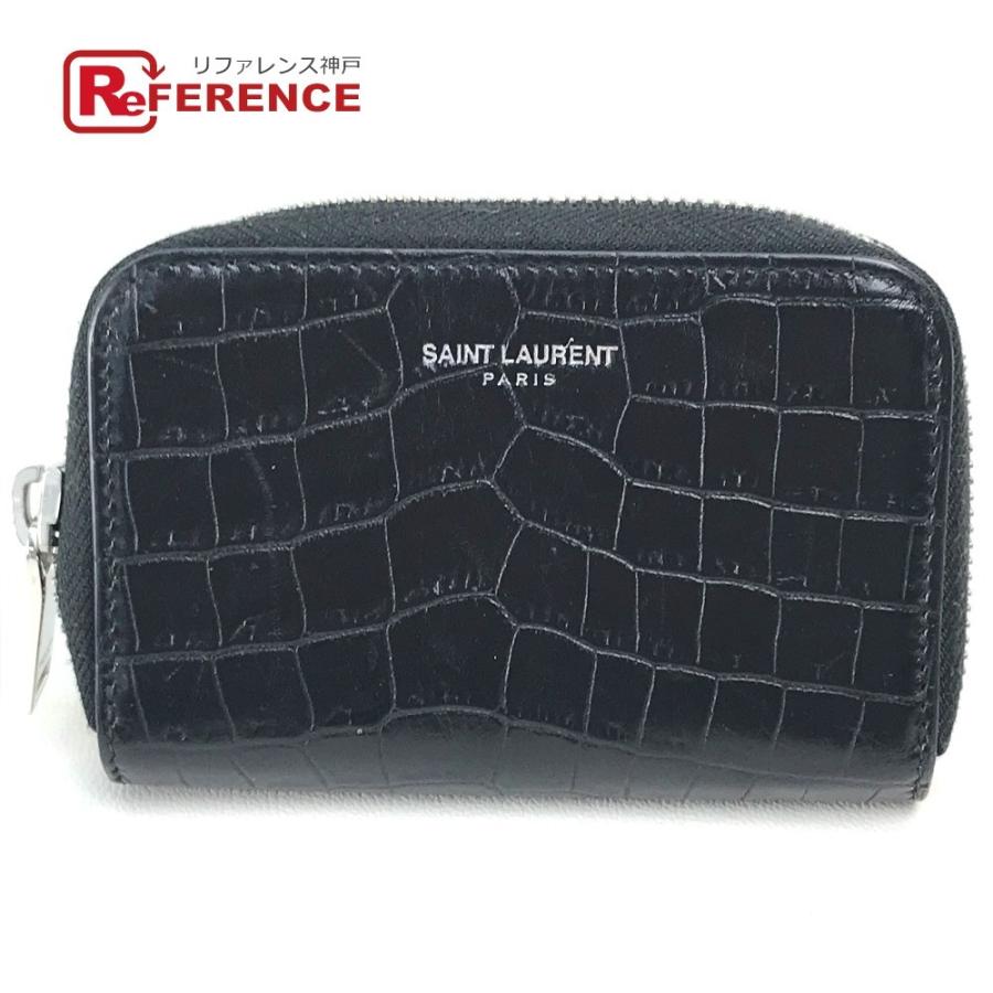 SAINT LAURENT PARIS サンローランパリ クロコ型押し コインケース レザー 黒シルバー金具 :M-210210-33:リファレンス  コレクション - 通販 - Yahoo!ショッピング