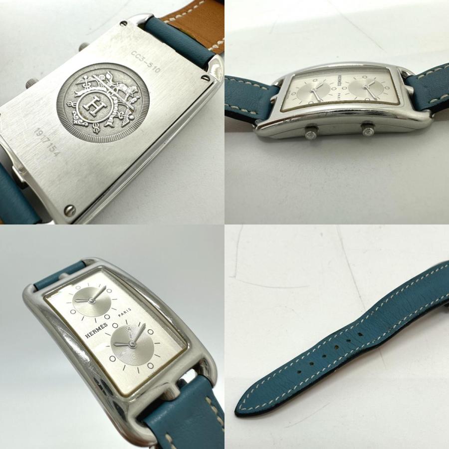 HERMES エルメス CC3-510 ケープコッド ドゥーゾーン 2タイムゾーン 腕時計 SS □Q刻 シルバー レディース【中古】