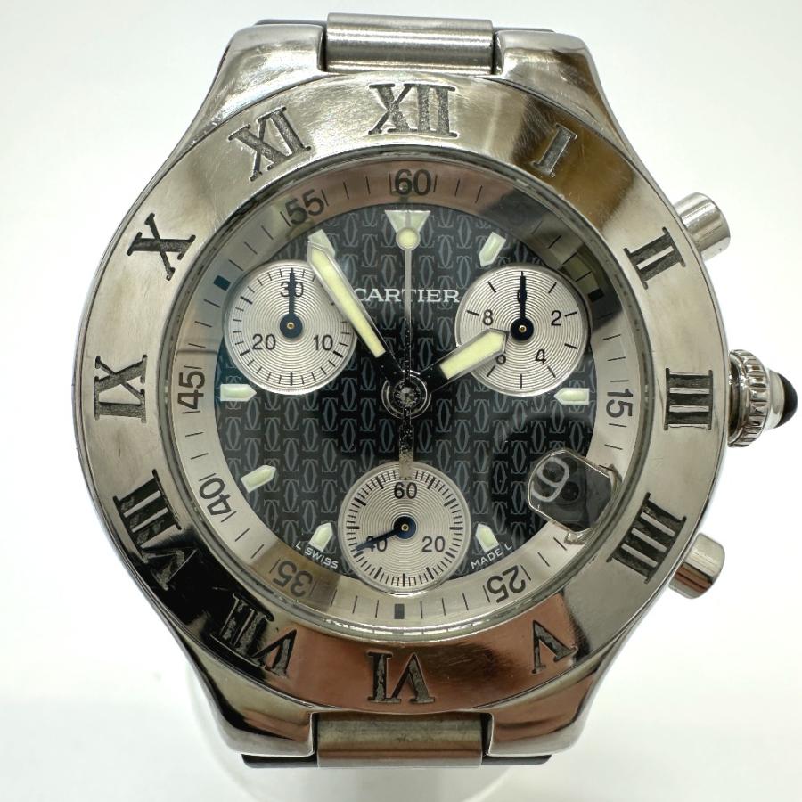 CARTIER カルティエ W10125U2  クロノスカフ クォーツ デイト マスト21 腕時計 シルバー メンズ【中古】 | Cartier | 02