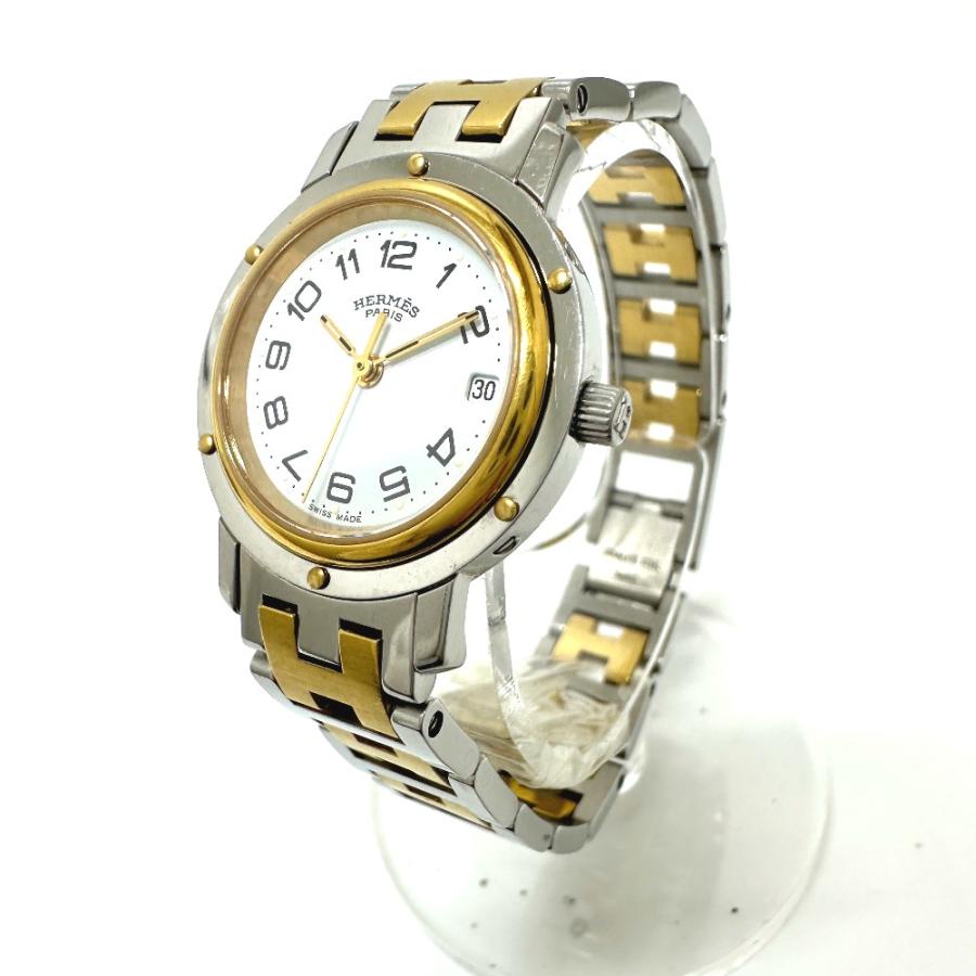 HERMES エルメス CL3.240 クリッパー クォーツ デイト 腕時計 シルバー レディース【中古】 | HERMES | 01