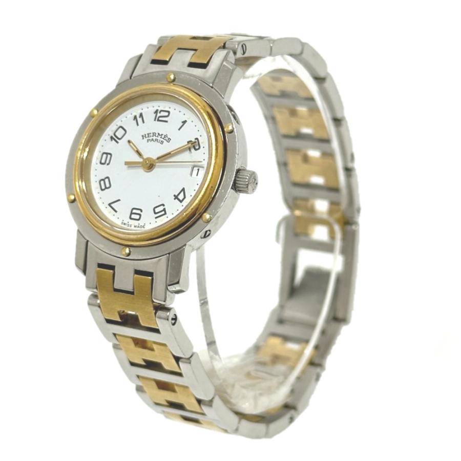 HERMES エルメス CL3.240 クリッパー クォーツ デイト  腕時計 シルバー レディース【中古】 | HERMES | 01