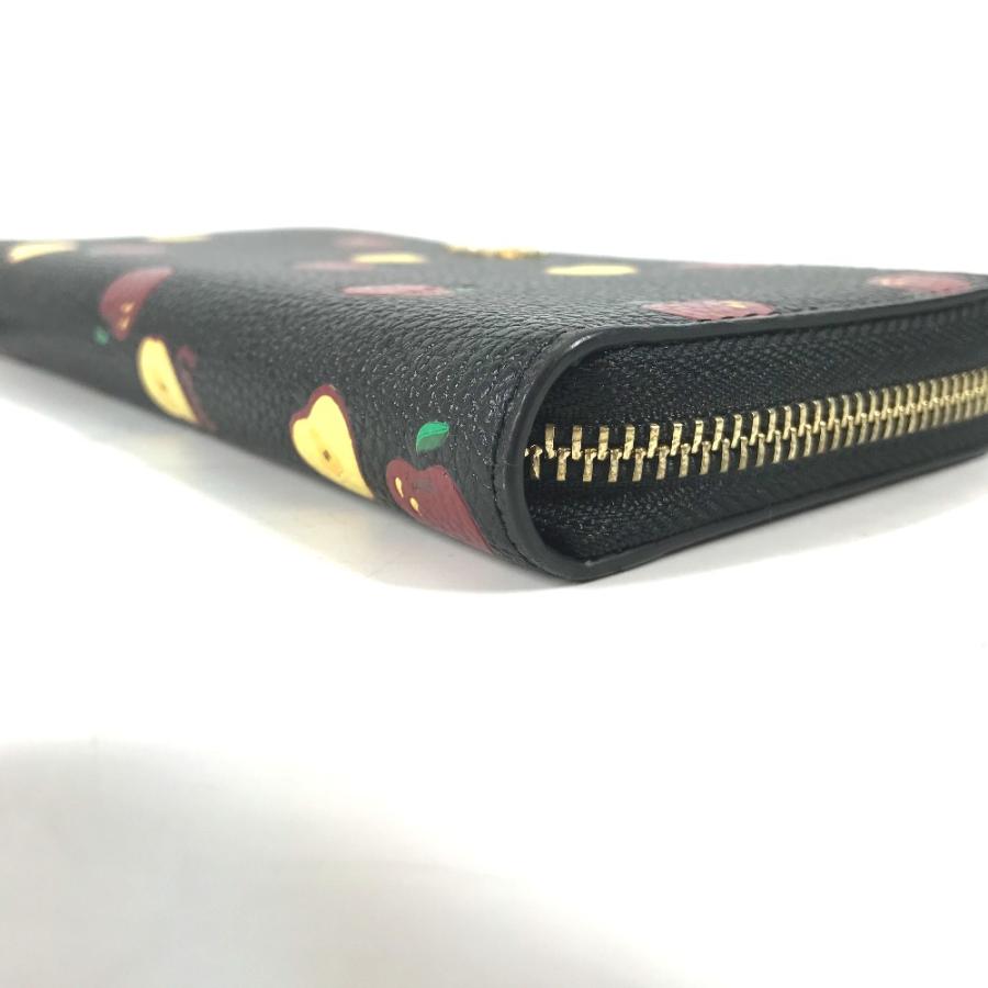 COACH コーチ 76546 ロゴ アップル リンゴ ラウンドファスナー ロングウォレット 長財布 ブラック レディース【中古】 | COACH | 04