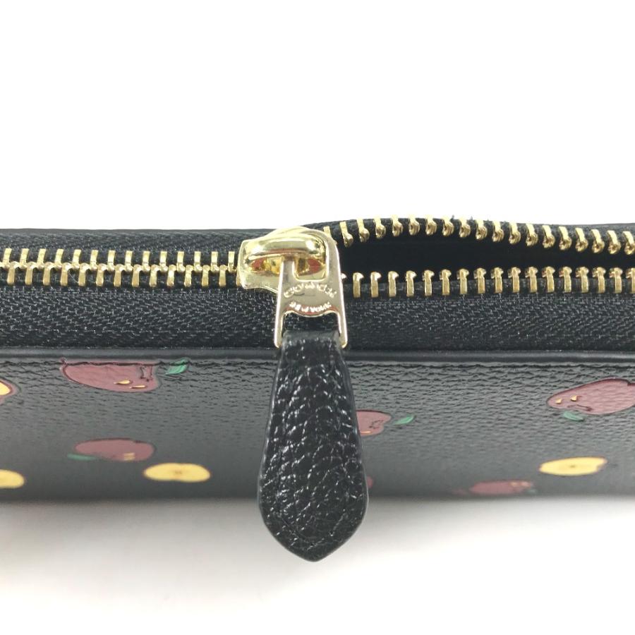 COACH コーチ 76546 ロゴ アップル リンゴ ラウンドファスナー ロングウォレット 長財布 ブラック レディース【中古】 | COACH | 07