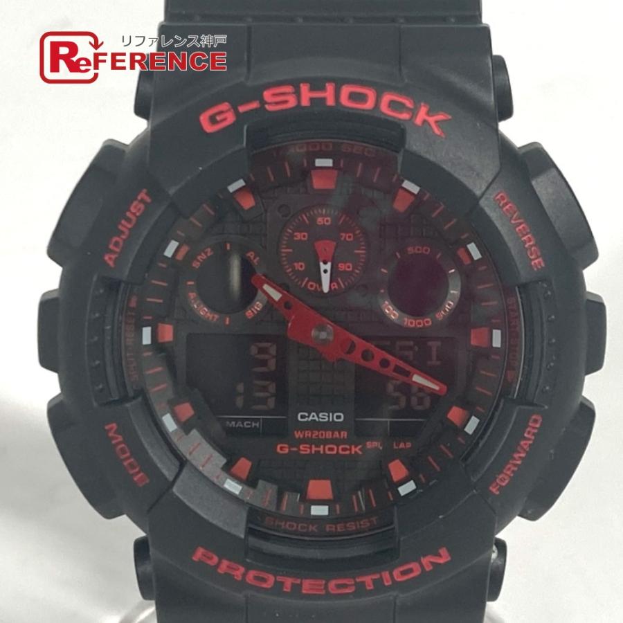 美品 CASIO カシオ GA-100BNR G-SHOCK Gショック メンズウォッチ 腕時計 レッド ブラック メンズ【中古】 | CASIO