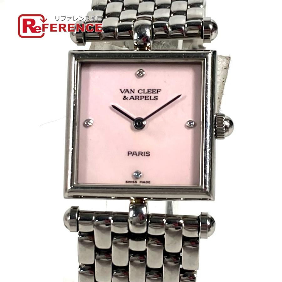 Van Cleef & Arpels ヴァンクリーフ＆アーペル 522642 クラシックカレ  4Pダイヤモンド  レディースウォッチ ピンクシェル 腕時計【中古】 | 